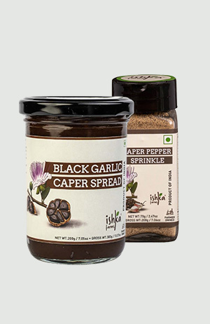 COMBO OF BLACK GARLIC CAPER SPREAD & CAPER PEPPER SPRINKLE