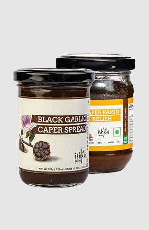 COMBO OF BLACK GARLIC CAPER SPREAD & CAPER RAISIN RELISH 100gm