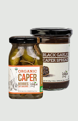 COMBO OF CAPERBERRIES IN BRINE & BLACK GARLIC CAPER SPREAD