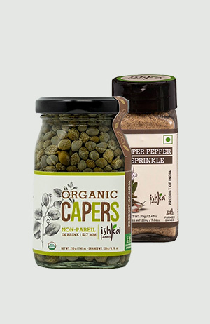 COMBO OF CAPERS IN BRINE NON PAREIL & CAPER PEPPER SPRINKLE